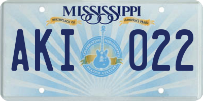 MS license plate AKI022