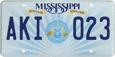 MS license plate AKI023