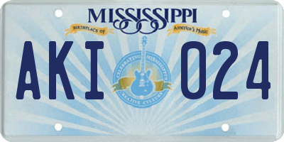 MS license plate AKI024
