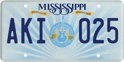MS license plate AKI025