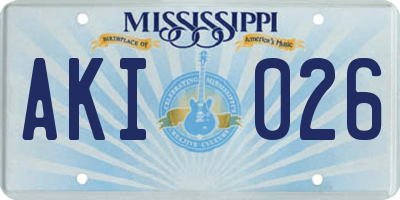 MS license plate AKI026