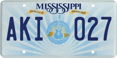 MS license plate AKI027