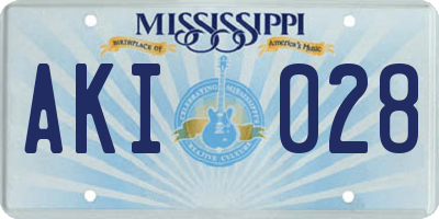 MS license plate AKI028