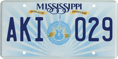 MS license plate AKI029