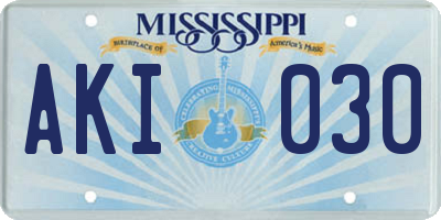 MS license plate AKI030