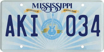 MS license plate AKI034