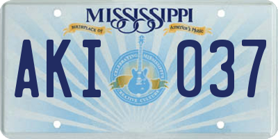 MS license plate AKI037