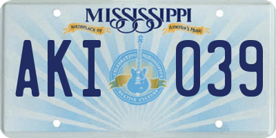 MS license plate AKI039