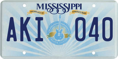 MS license plate AKI040