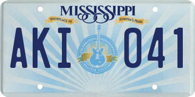 MS license plate AKI041