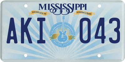 MS license plate AKI043