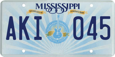 MS license plate AKI045