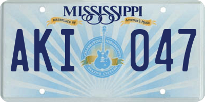 MS license plate AKI047