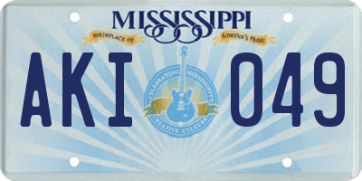 MS license plate AKI049