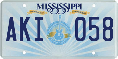 MS license plate AKI058