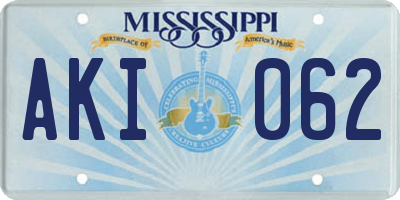 MS license plate AKI062