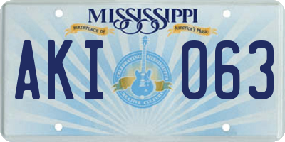 MS license plate AKI063