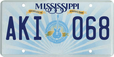 MS license plate AKI068