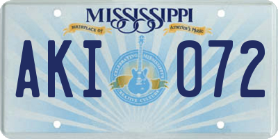 MS license plate AKI072