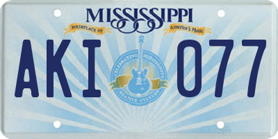 MS license plate AKI077