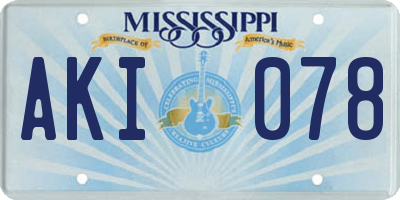 MS license plate AKI078