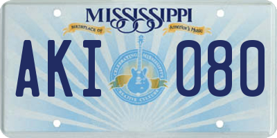 MS license plate AKI080
