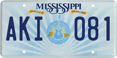 MS license plate AKI081