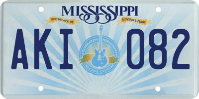 MS license plate AKI082