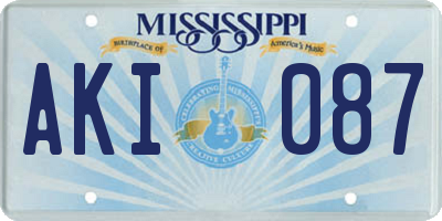 MS license plate AKI087