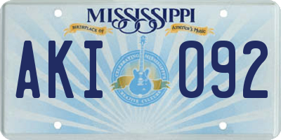 MS license plate AKI092