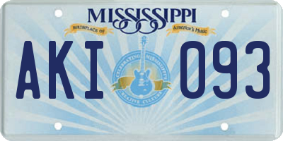 MS license plate AKI093