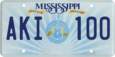 MS license plate AKI100