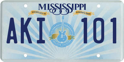 MS license plate AKI101