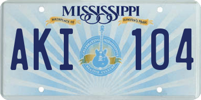 MS license plate AKI104