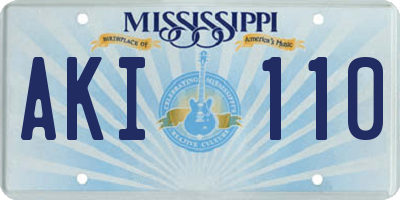 MS license plate AKI110