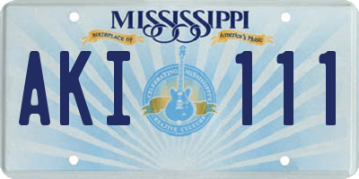 MS license plate AKI111