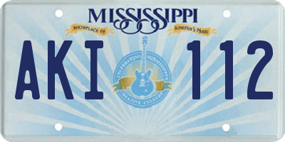 MS license plate AKI112