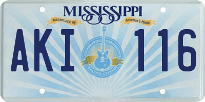 MS license plate AKI116