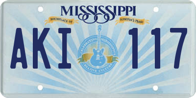MS license plate AKI117