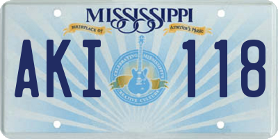 MS license plate AKI118