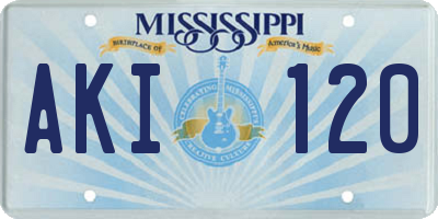 MS license plate AKI120