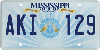 MS license plate AKI129