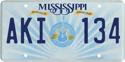 MS license plate AKI134