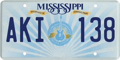 MS license plate AKI138
