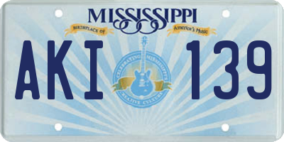 MS license plate AKI139