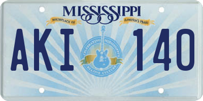 MS license plate AKI140