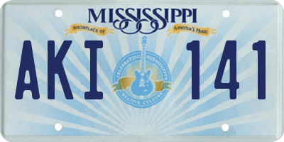 MS license plate AKI141