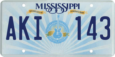 MS license plate AKI143