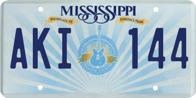 MS license plate AKI144