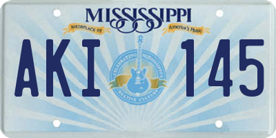 MS license plate AKI145